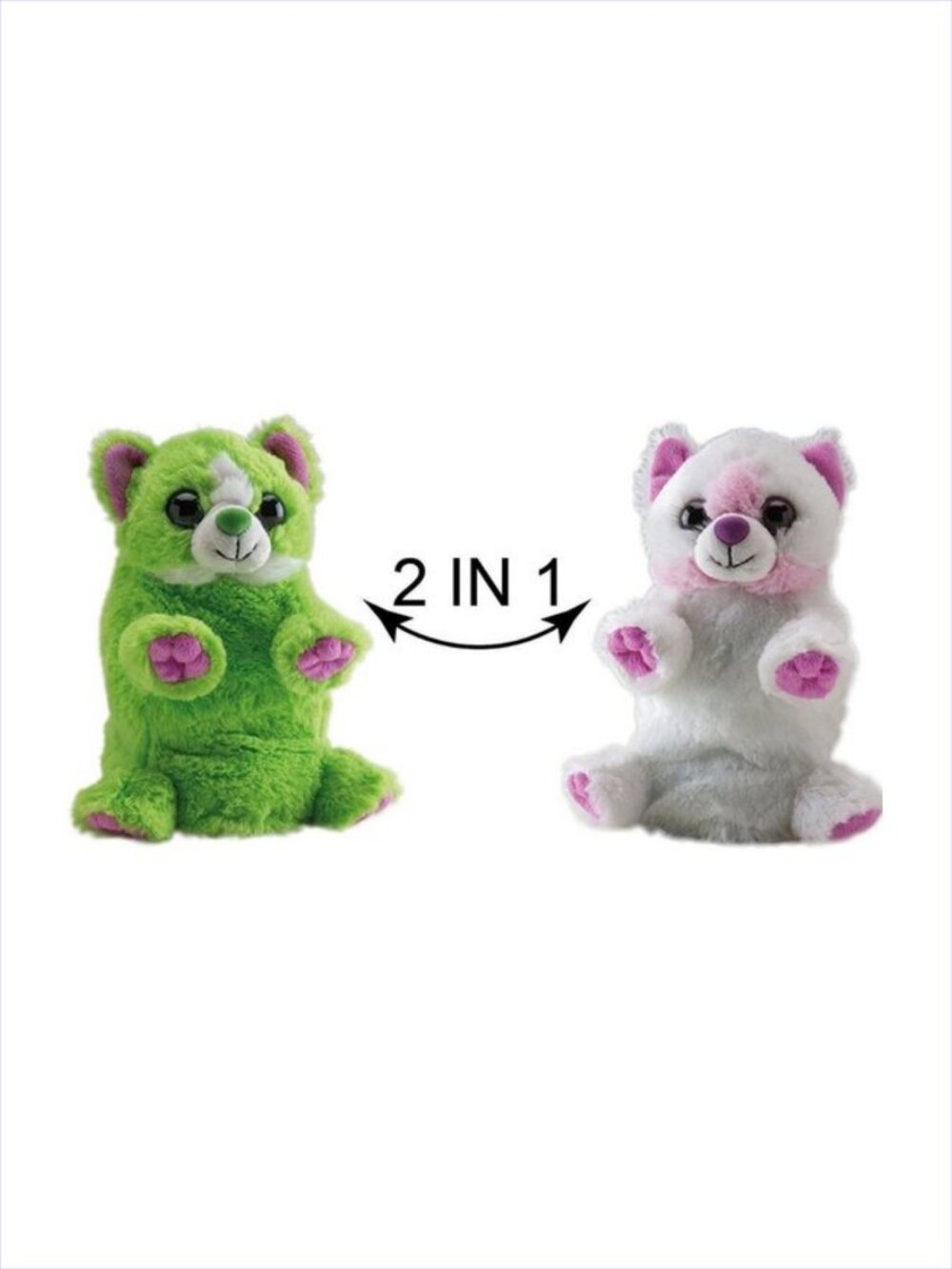 Wild Republic Switch-A-Rooz 8" Cat Reversible Plush Green/White New w/Tag